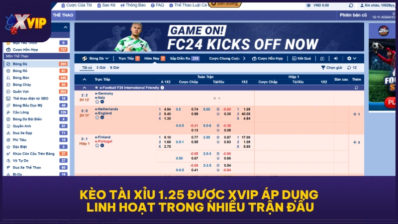 Kèo Tài Xỉu 1.25 - Phổ Cập Kiến Thức Cá Cược Cho Newbie 2 Kèo Tài Xỉu 1.25 được XVIP áp dụng linh hoạt trong nhiều trận đấu